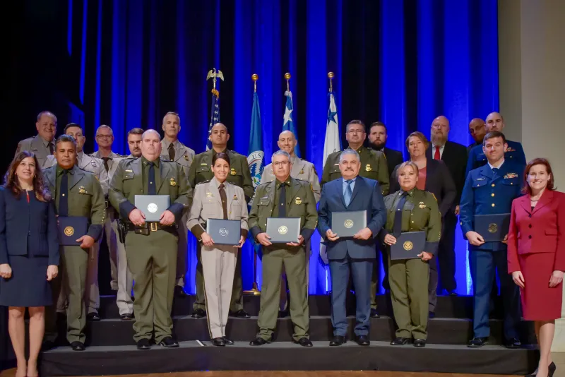 The Agent Brian Terry Case Unit Team receive the Secretary's Unity Effort Award at the Department of Homeland Security Secretary's Awards Ceremony in Washington, D.C., Nov. 8, 2017, for their work in the arrest of a long-sought fugitive indicted for the December 2010 killing of the U.S. Border Patrol Agent Brian Terry. The team includes members from Customs and Border Patrol Air and Marine Operations, U.S. Border Patrol, CBP Office of Intelligence, CBP Office of Information and Technology, U.S. Coast Guard,